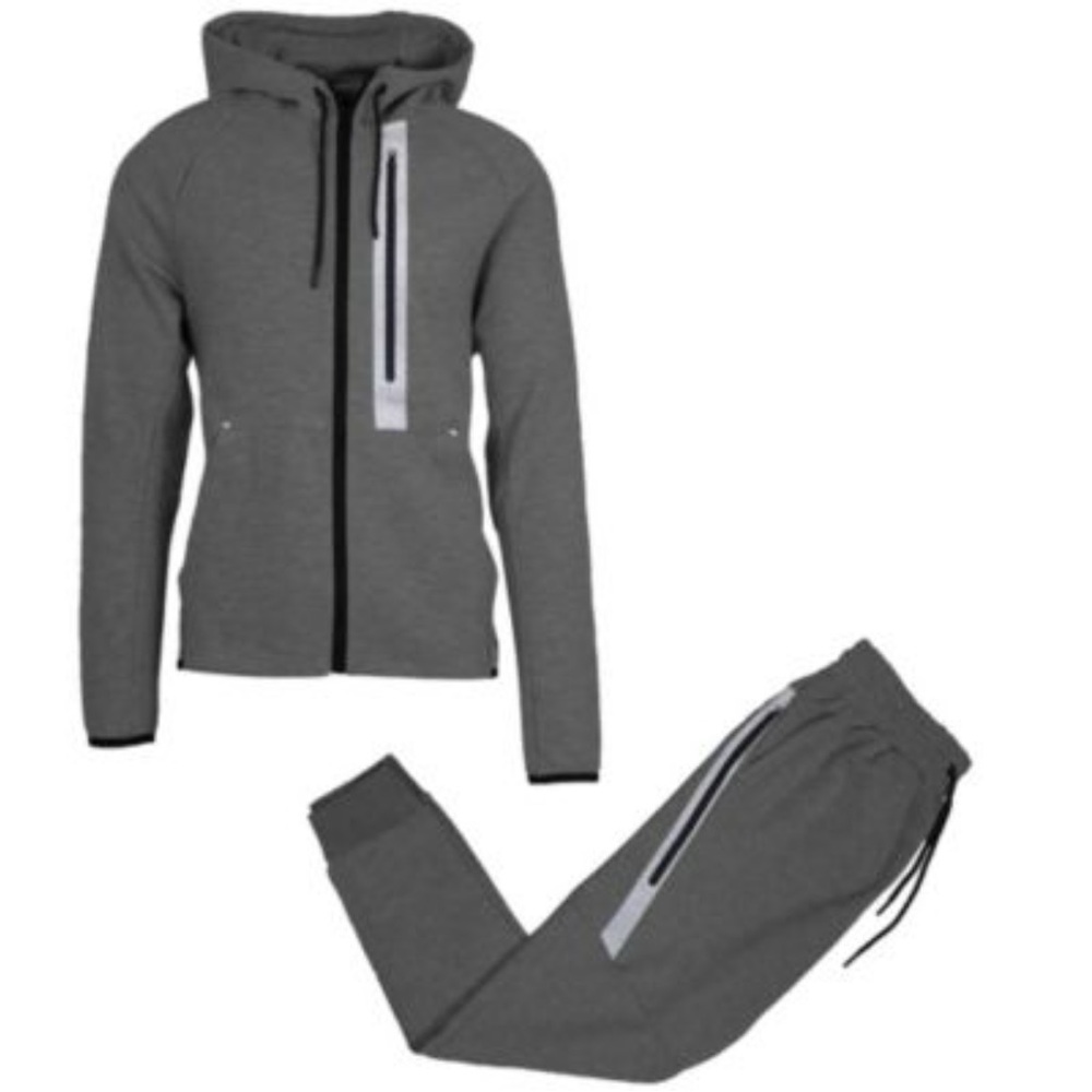 Gray Hooded Tracksuit Set